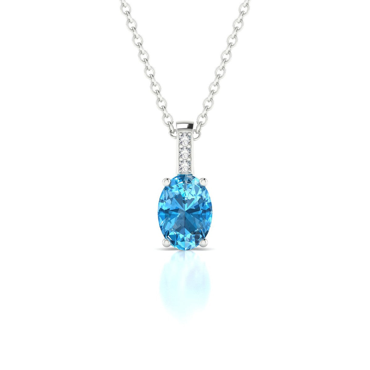 Exquisite | 18k White Gold 7 x 5 mm Oval Topaz Pendant