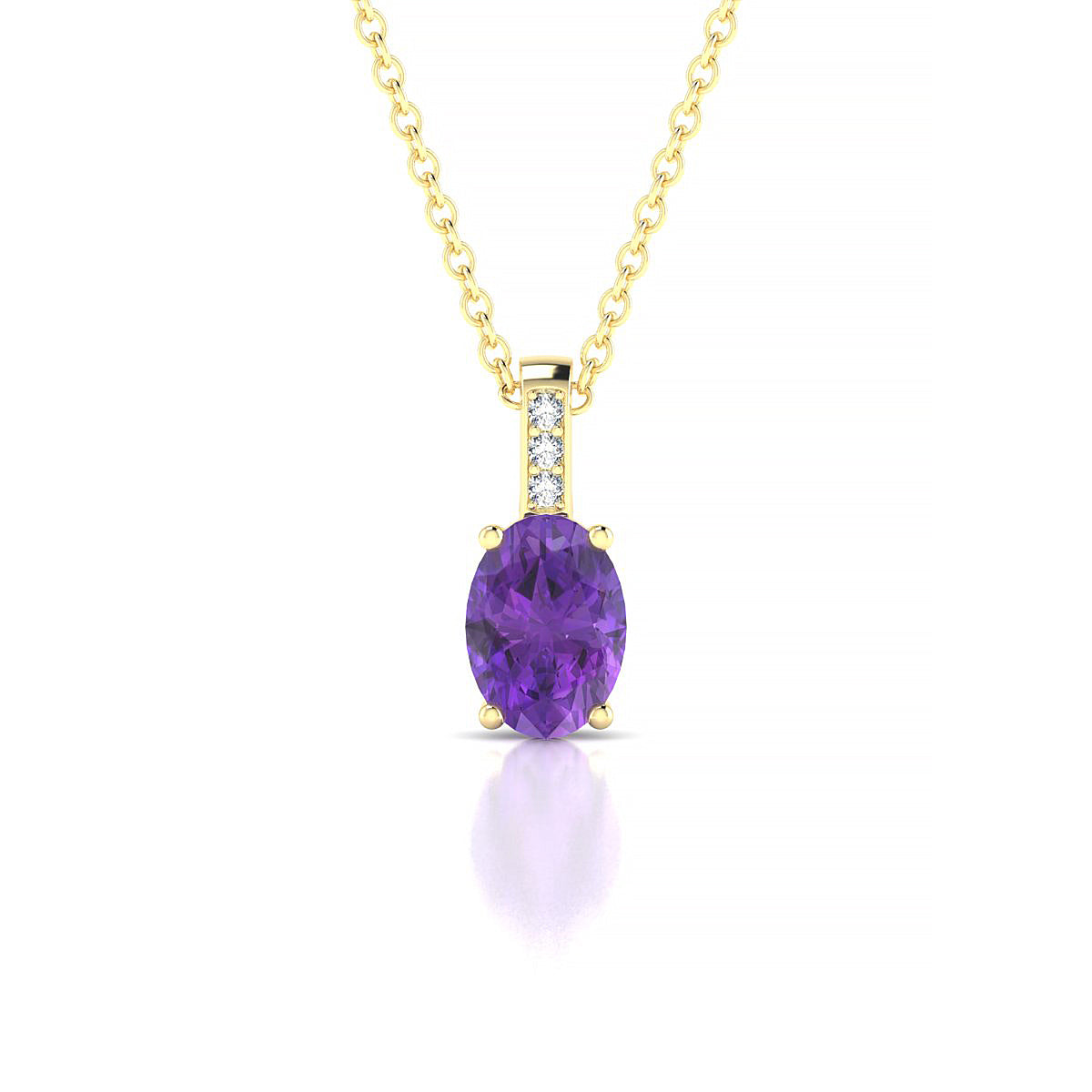 Exquisite | 18k Yellow Gold 7 x 5 mm Oval Amethyst Pendant