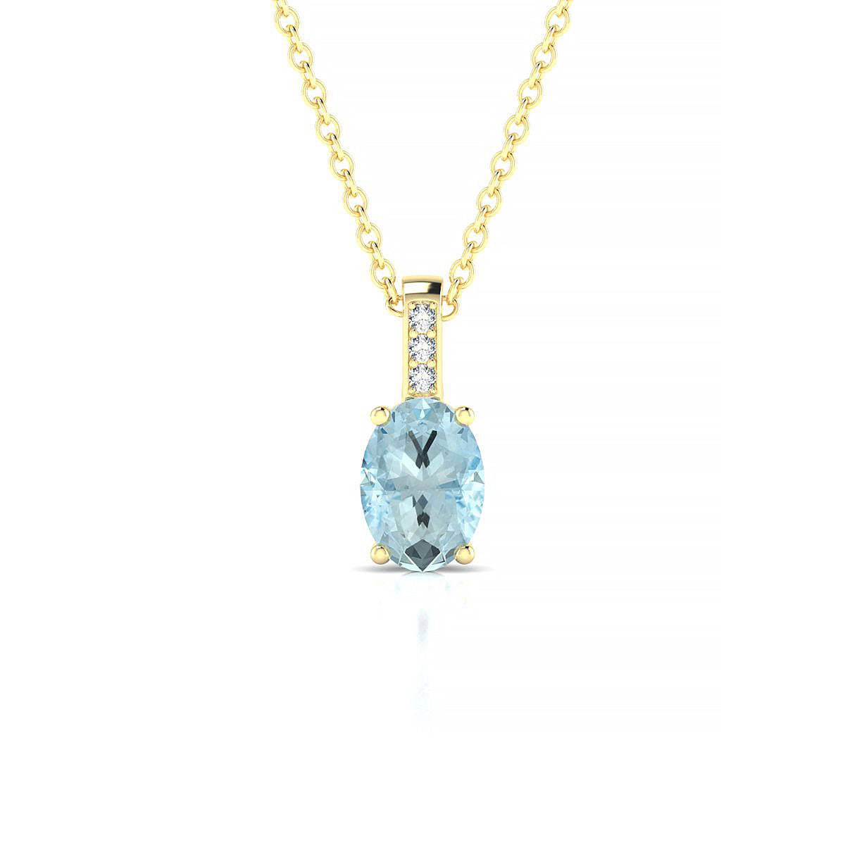 Exquisite | 18k Yellow Gold 7 x 5 mm Oval Aquamarine Pendant