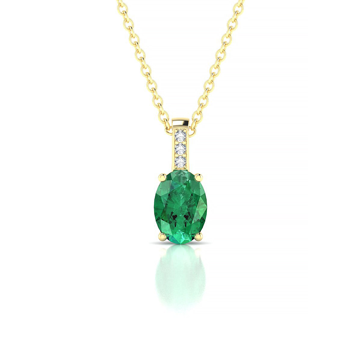 Exquisite | 18k Yellow Gold 7 x 5 mm Oval Emerald Pendant