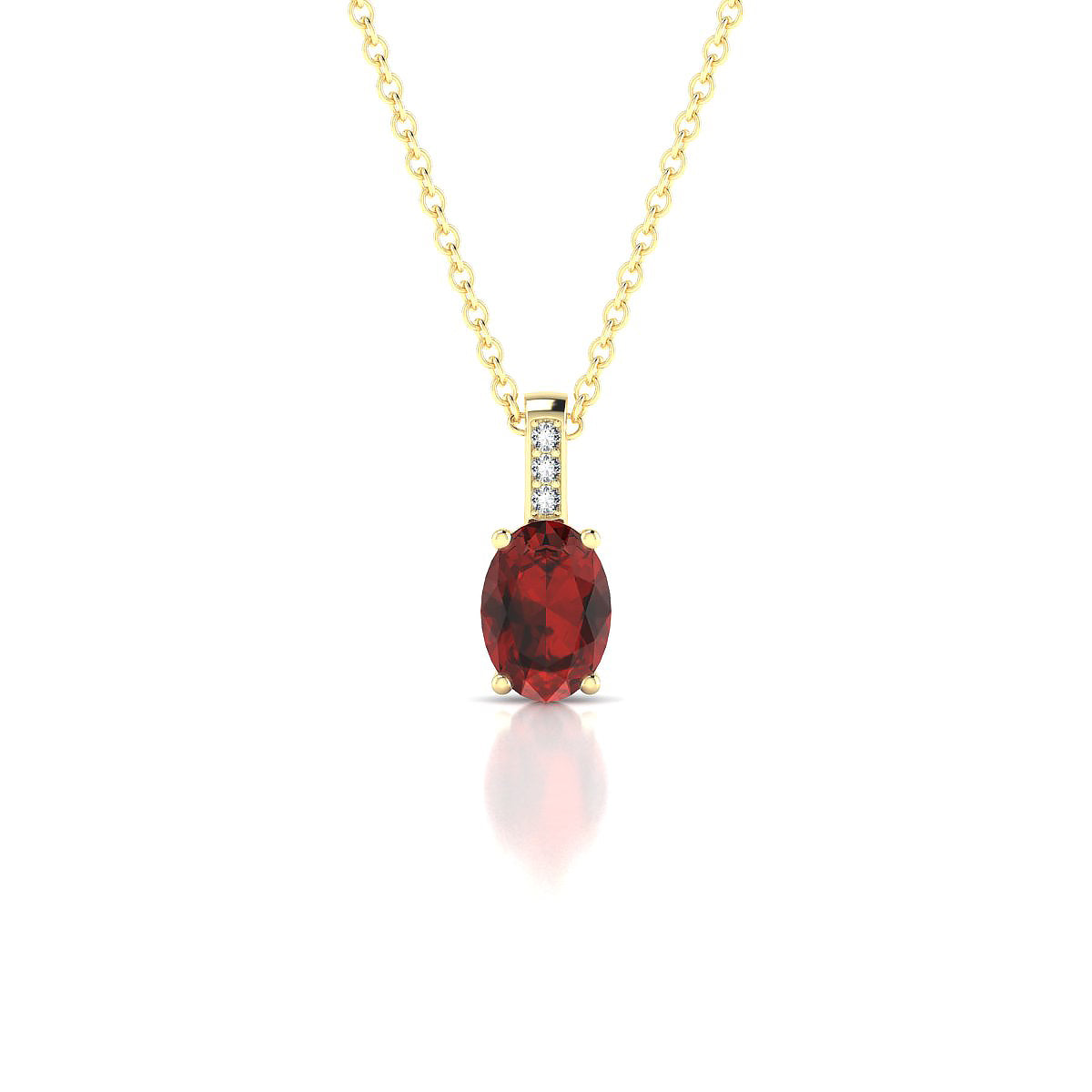 Exquisite | 18k Yellow Gold 7 x 5 mm Oval Garnet Pendant