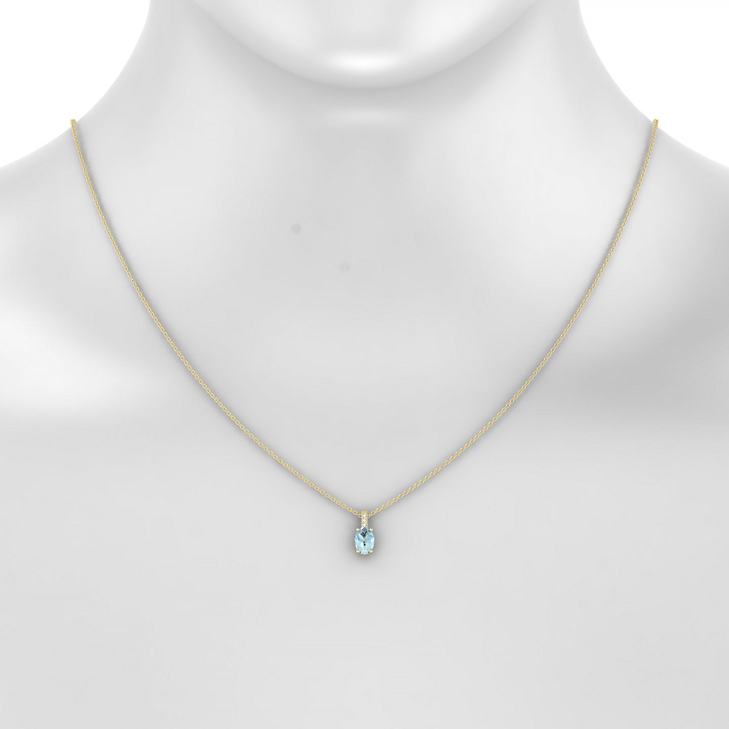 Exquisite | 18k Yellow Gold 7 x 5 mm Oval Aquamarine Pendant