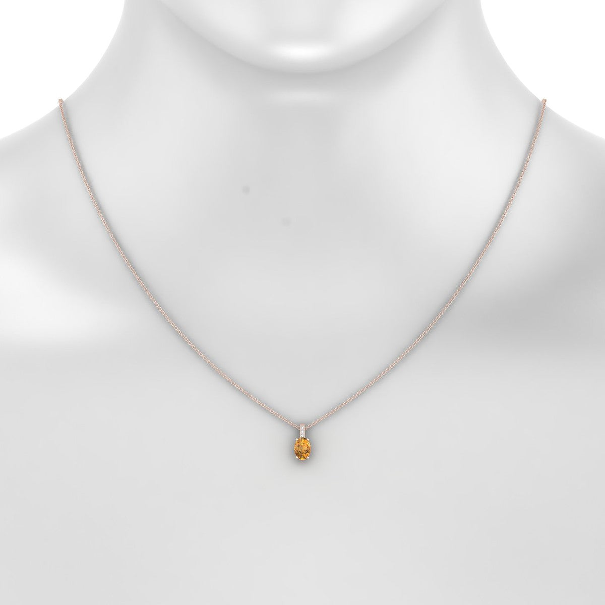 Exquisite | 18k Rose Gold 7 x 5 mm Oval Citrine Pendant