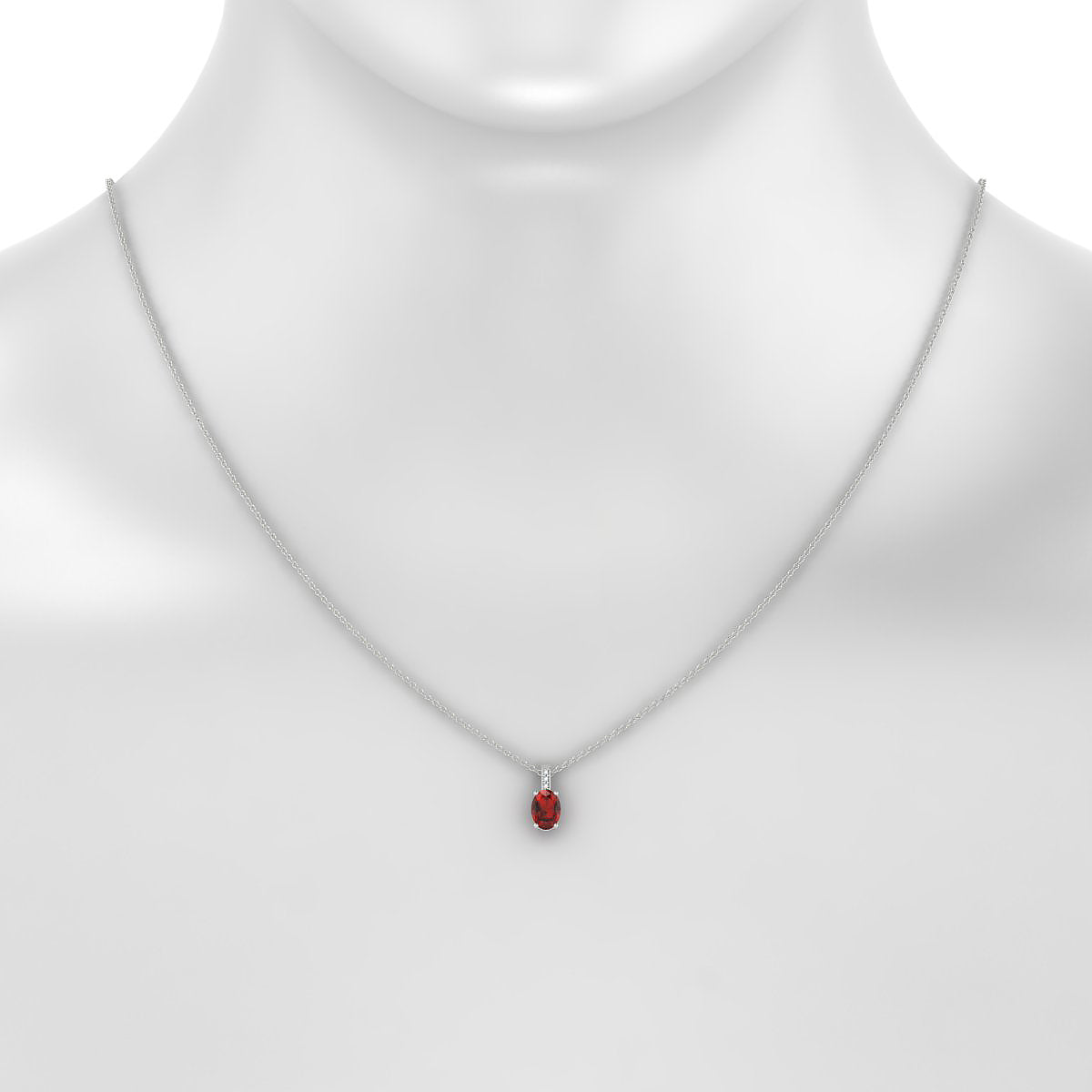 Exquisite | 18k White Gold 7 x 5 mm Oval Garnet Pendant