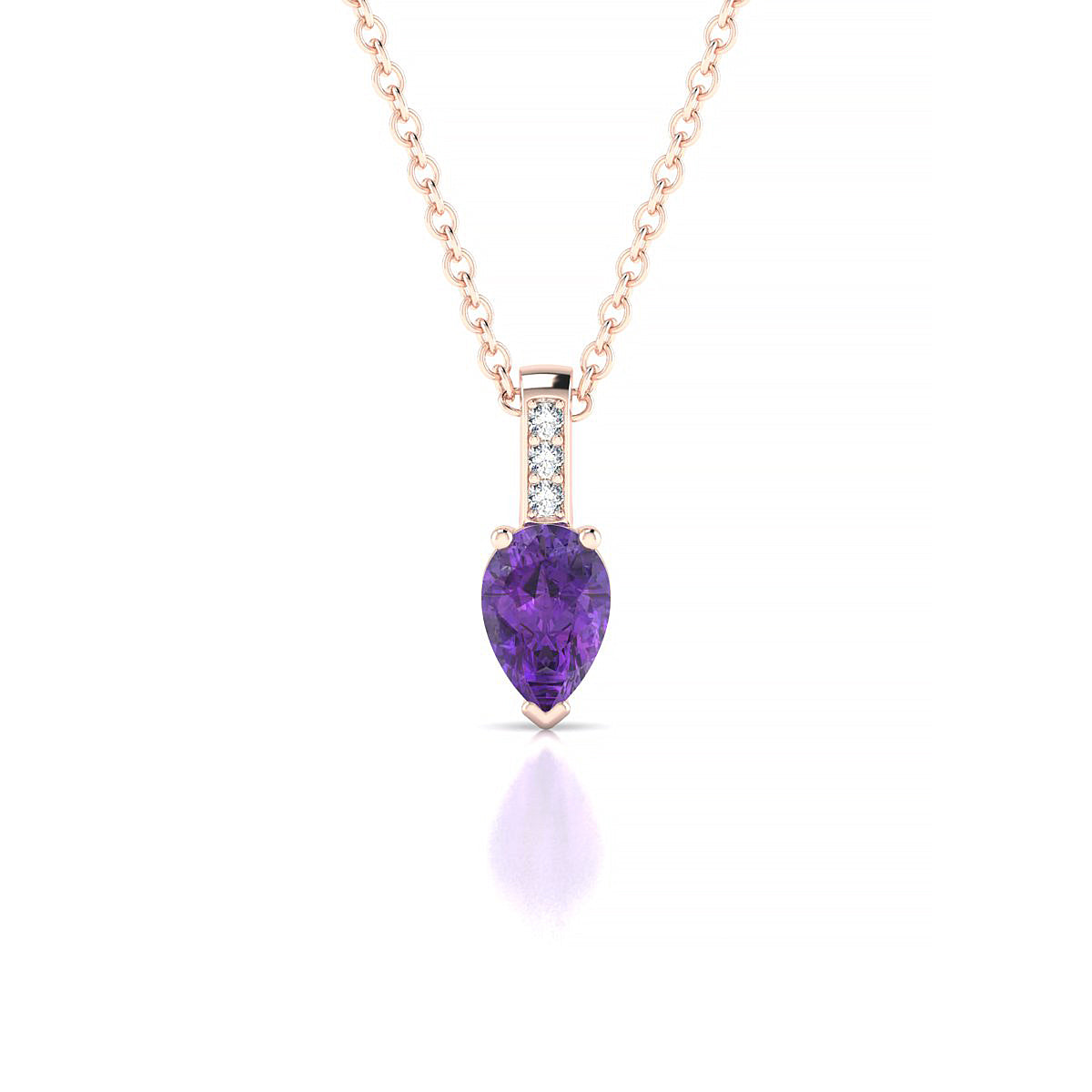 Exquisite | 18k Rose Gold 6 x 4 mm Pear Amethyst Pendant