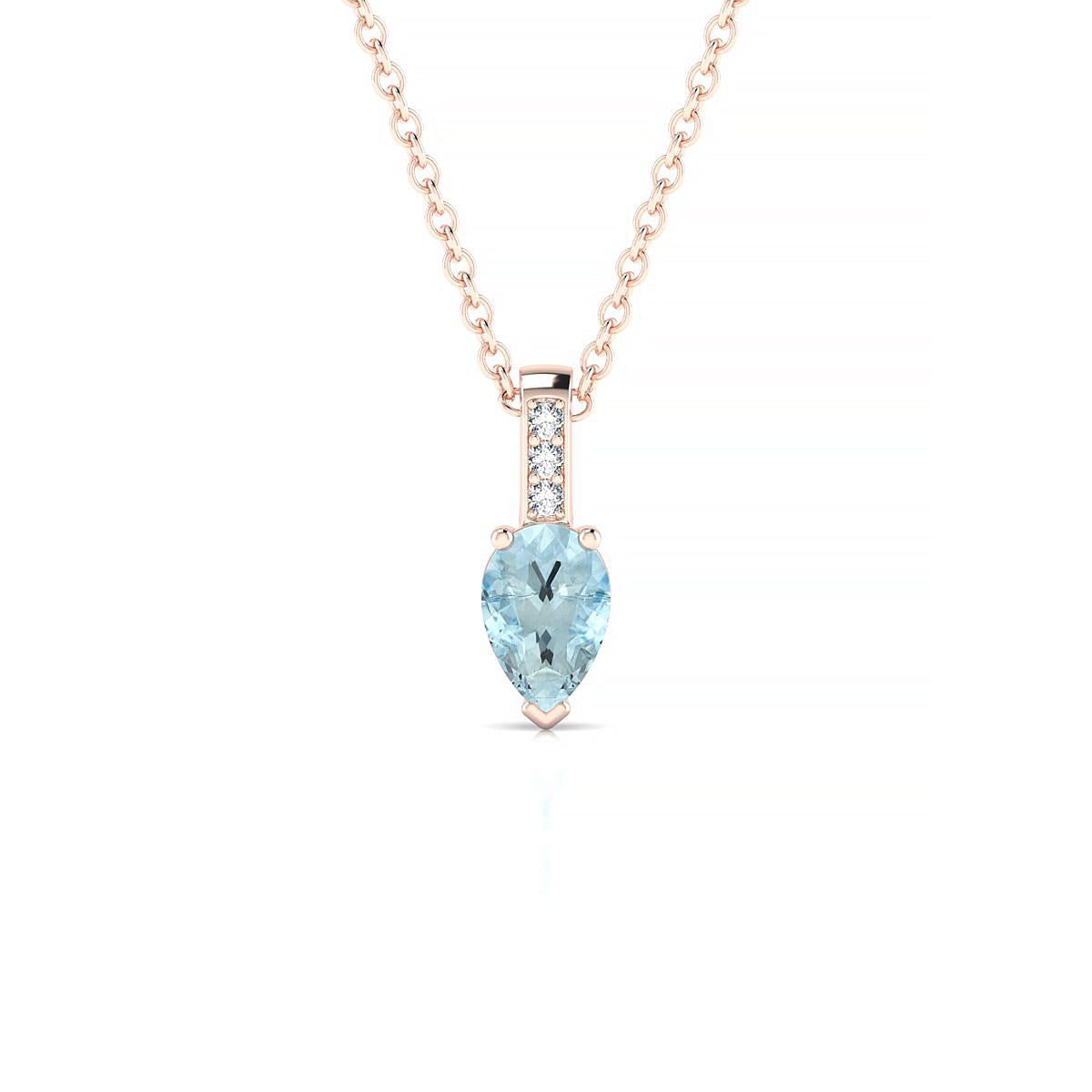 Exquisite | 18k Rose Gold 6 x 4 mm Pear Aquamarine Pendant