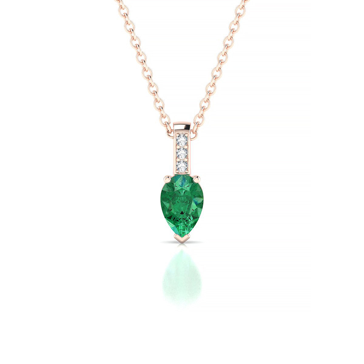 Exquisite | 18k Rose Gold 6 x 4 mm Pear Emerald Pendant
