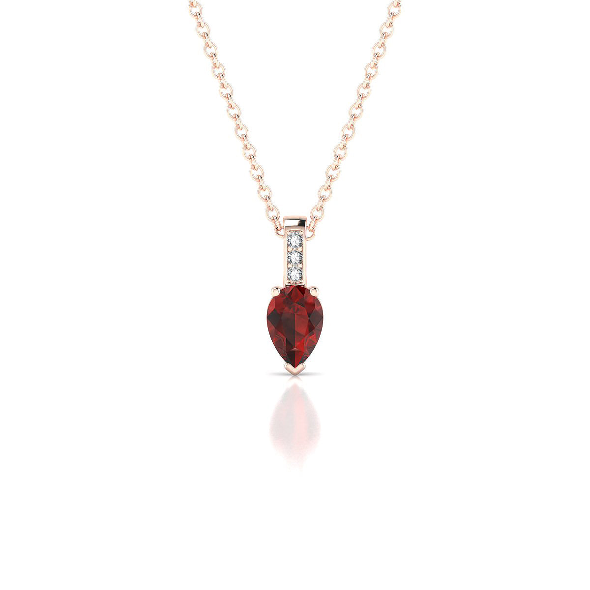 Exquisite | 18k Rose Gold 6 x 4 mm Pear Garnet Pendant