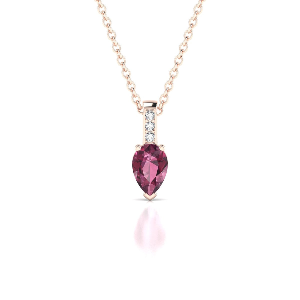 Exquisite | 18k Rose Gold 6 x 4 mm Pear Rhodolite Pendant