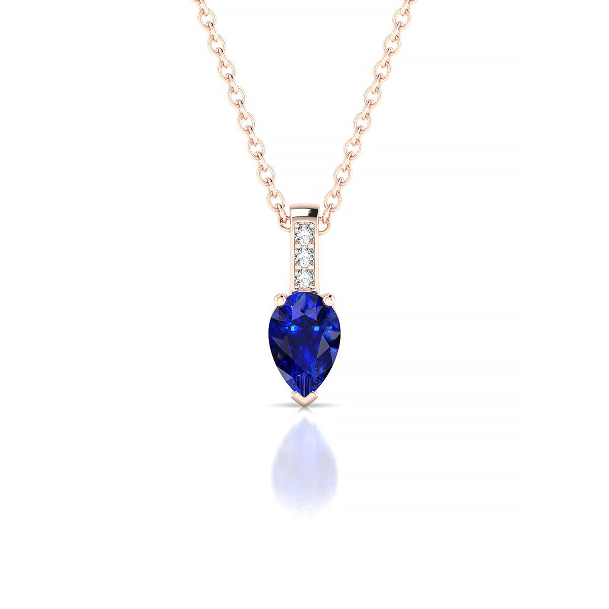 Exquisite | 18k Rose Gold 6 x 4 mm Pear Sapphire Pendant
