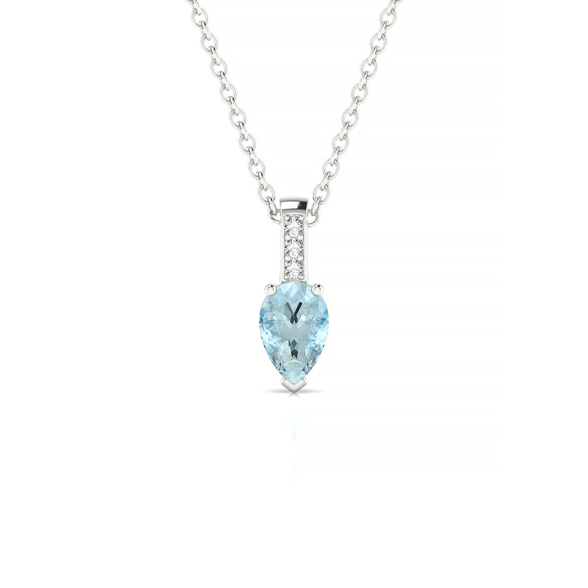 Exquisite | 18k White Gold 6 x 4 mm Pear Aquamarine Pendant