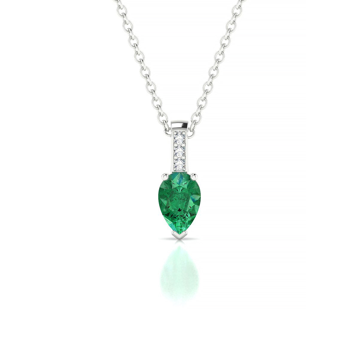 Exquisite | 18k White Gold 6 x 4 mm Pear Emerald Pendant