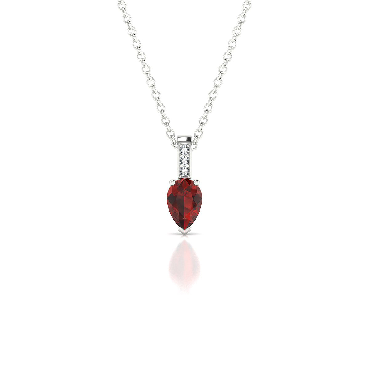 Exquisite | 18k White Gold 6 x 4 mm Pear Garnet Pendant