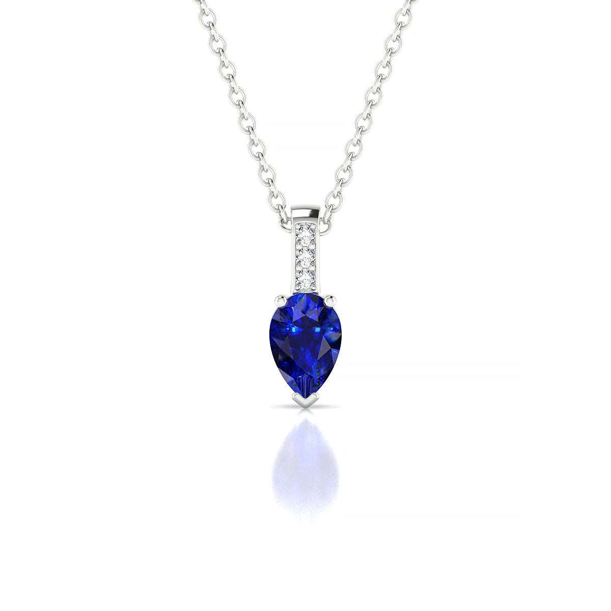Exquisite | 18k White Gold 6 x 4 mm Pear Sapphire Pendant