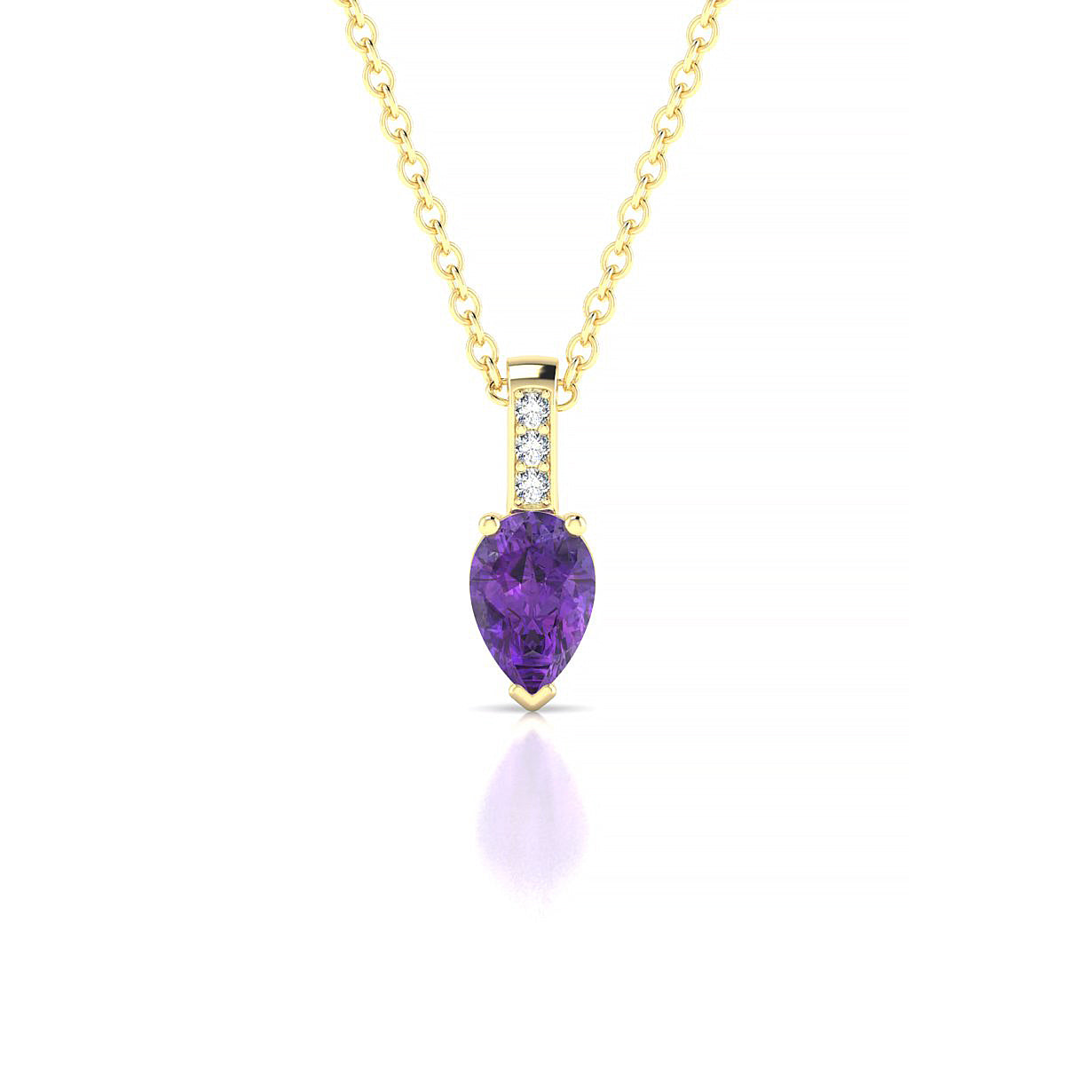 Exquisite | 18k Yellow Gold 6 x 4 mm Pear Amethyst Pendant