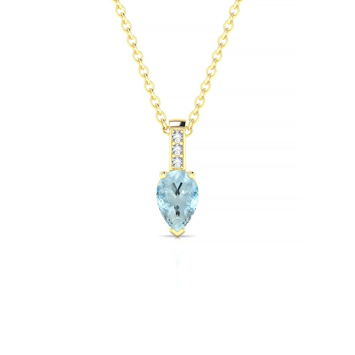 Exquisite | 18k Yellow Gold 6 x 4 mm Pear Aquamarine Pendant