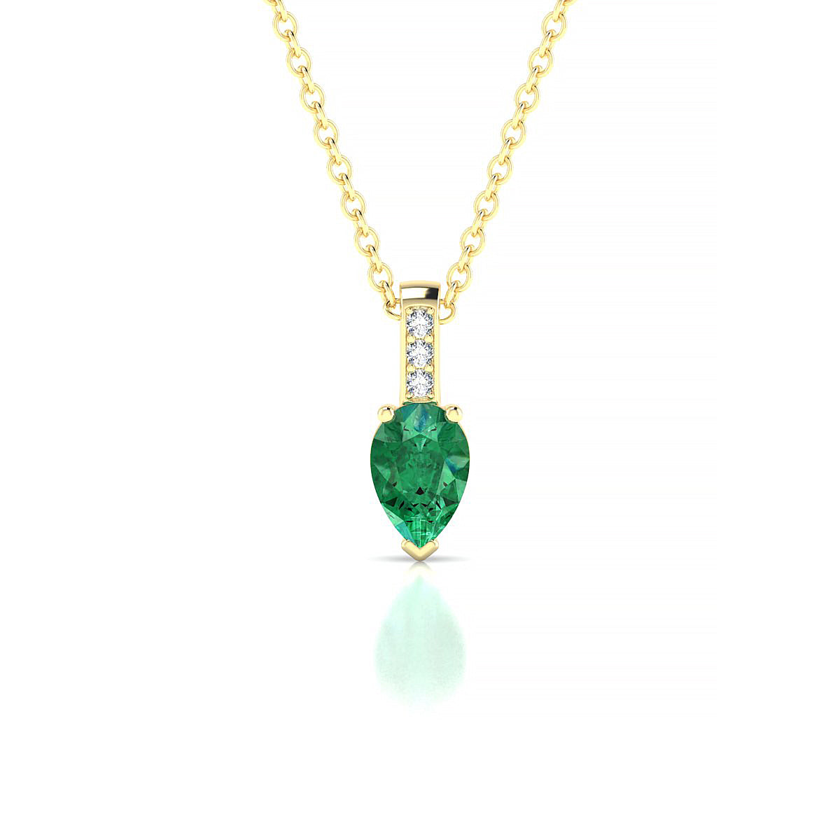 Exquisite | 18k Yellow Gold 6 x 4 mm Pear Emerald Pendant