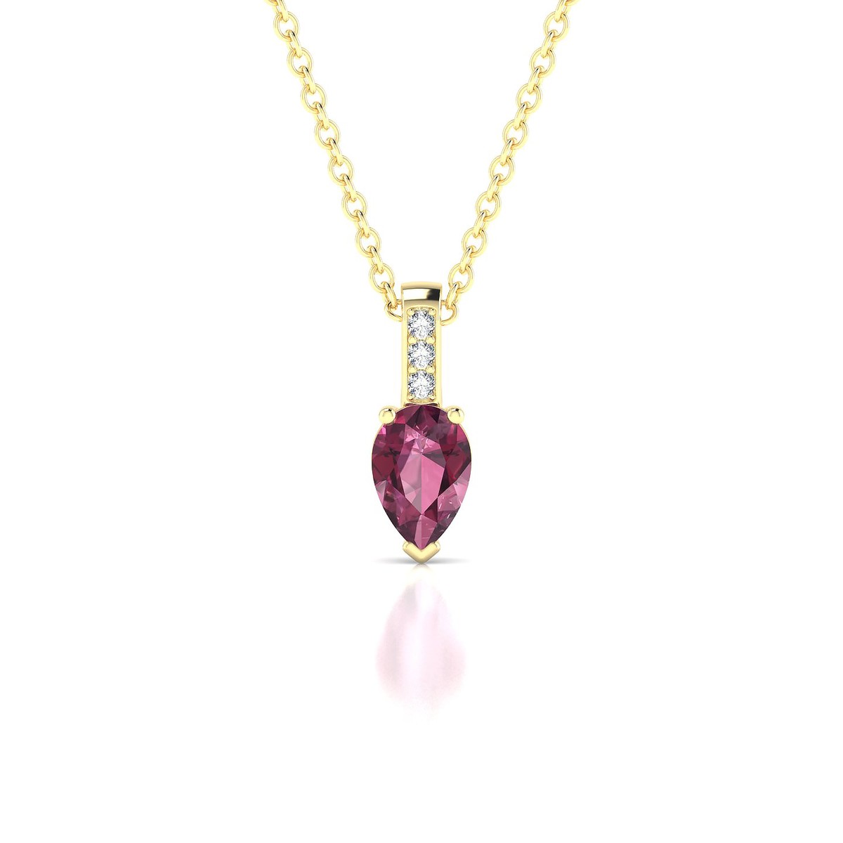 Exquisite | 18k Yellow Gold 6 x 4 mm Pear Rhodolite Pendant