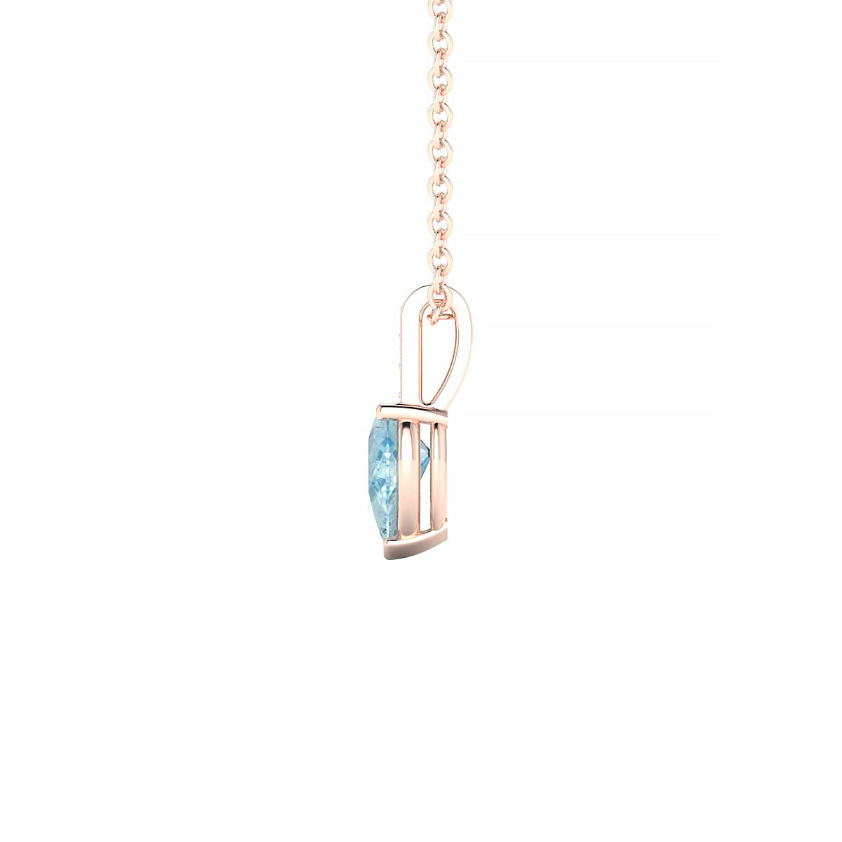 Exquisite | 18k Rose Gold 6 x 4 mm Pear Aquamarine Pendant