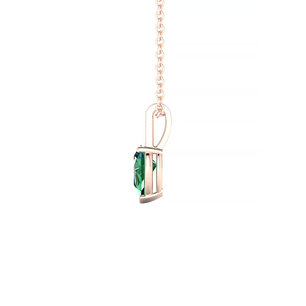 Exquisite | 18k Rose Gold 6 x 4 mm Pear Emerald Pendant