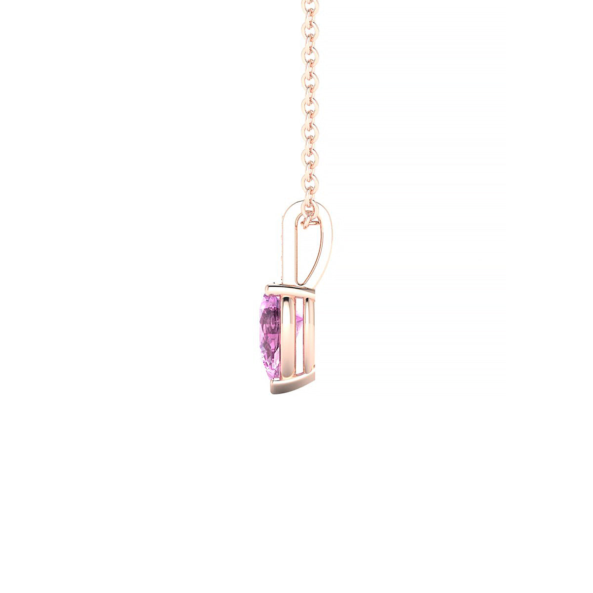 Exquisite | 18k Rose Gold 6 x 4 mm Pear Pink Sapphire Pendant