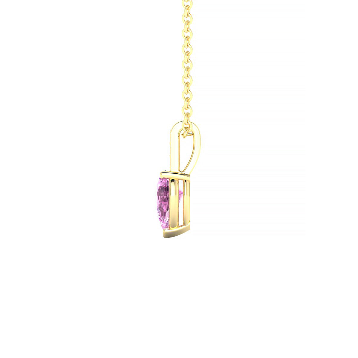 Exquisite | 18k Yellow Gold 6 x 4 mm Pear Pink Sapphire Pendant