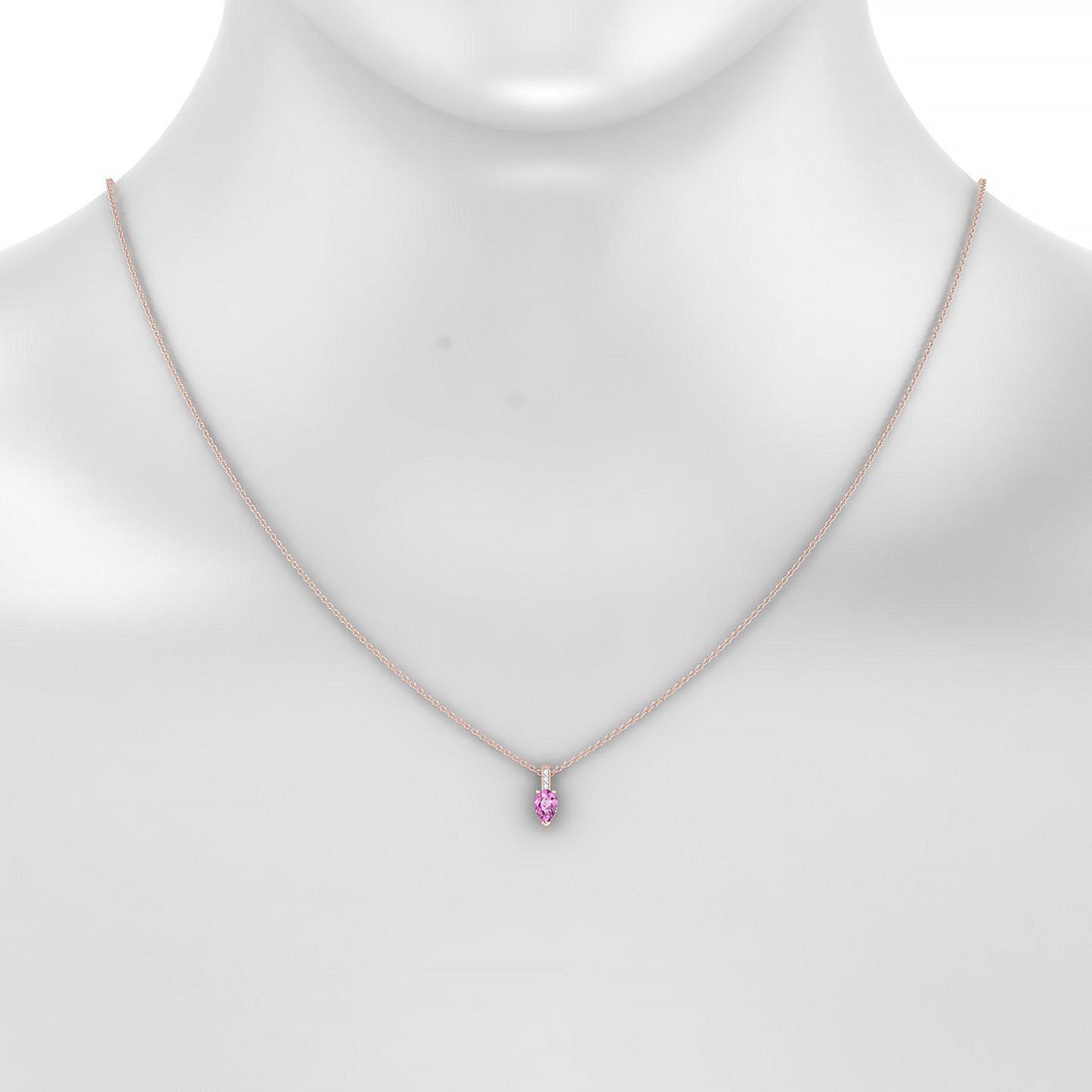 Exquisite | 18k Rose Gold 6 x 4 mm Pear Pink Sapphire Pendant