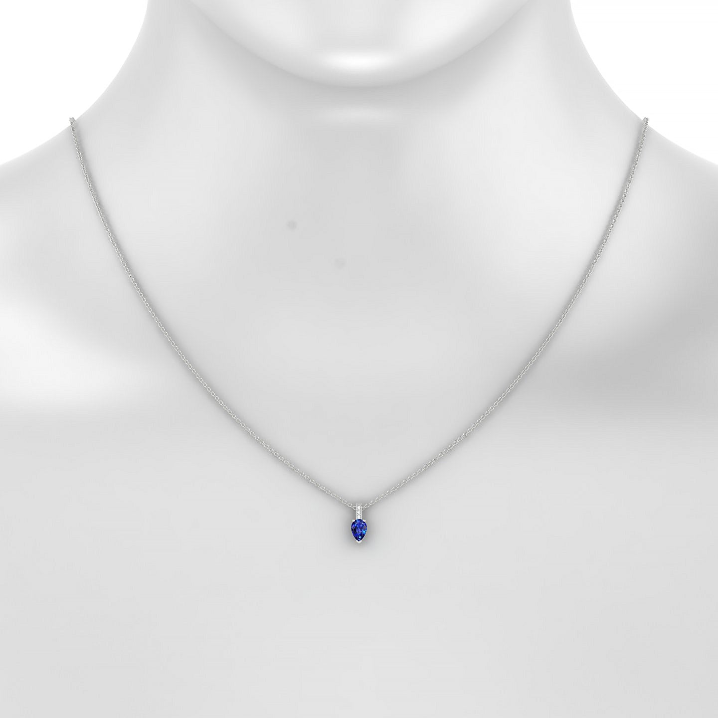 Exquisite | 18k White Gold 6 x 4 mm Pear Sapphire Pendant