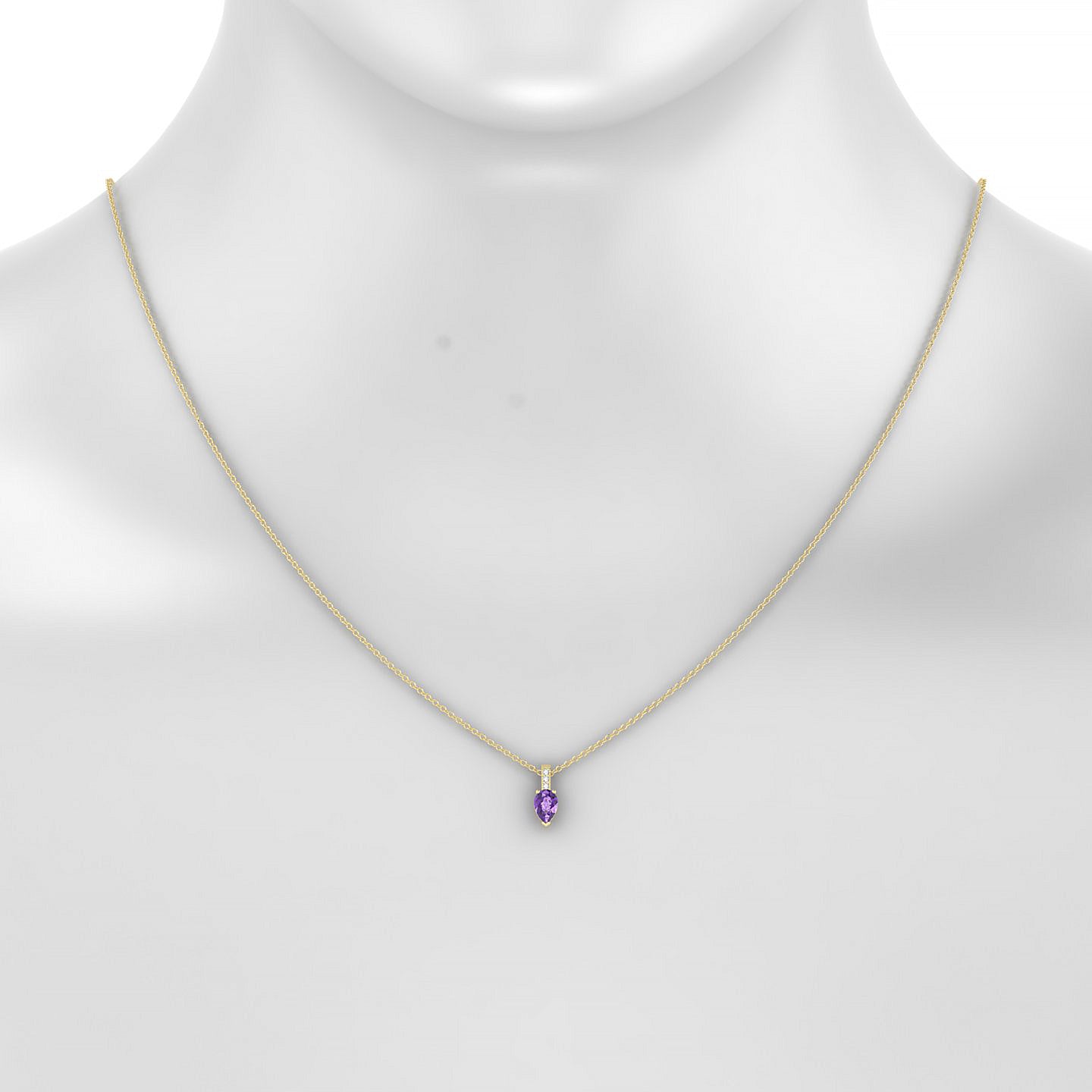 Exquisite | 18k Yellow Gold 6 x 4 mm Pear Amethyst Pendant