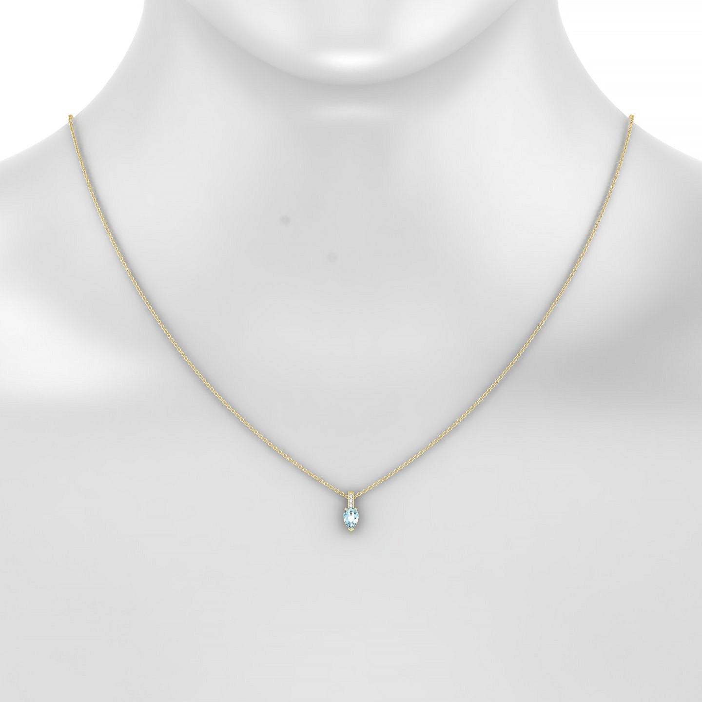 Exquisite | 18k Yellow Gold 6 x 4 mm Pear Aquamarine Pendant