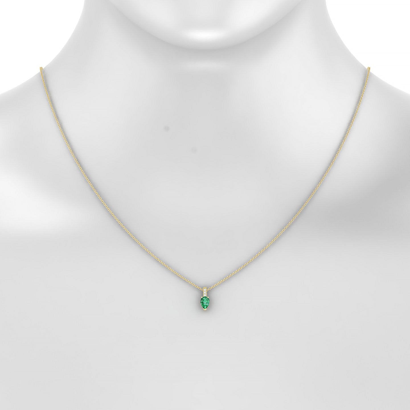 Exquisite | 18k Yellow Gold 6 x 4 mm Pear Emerald Pendant
