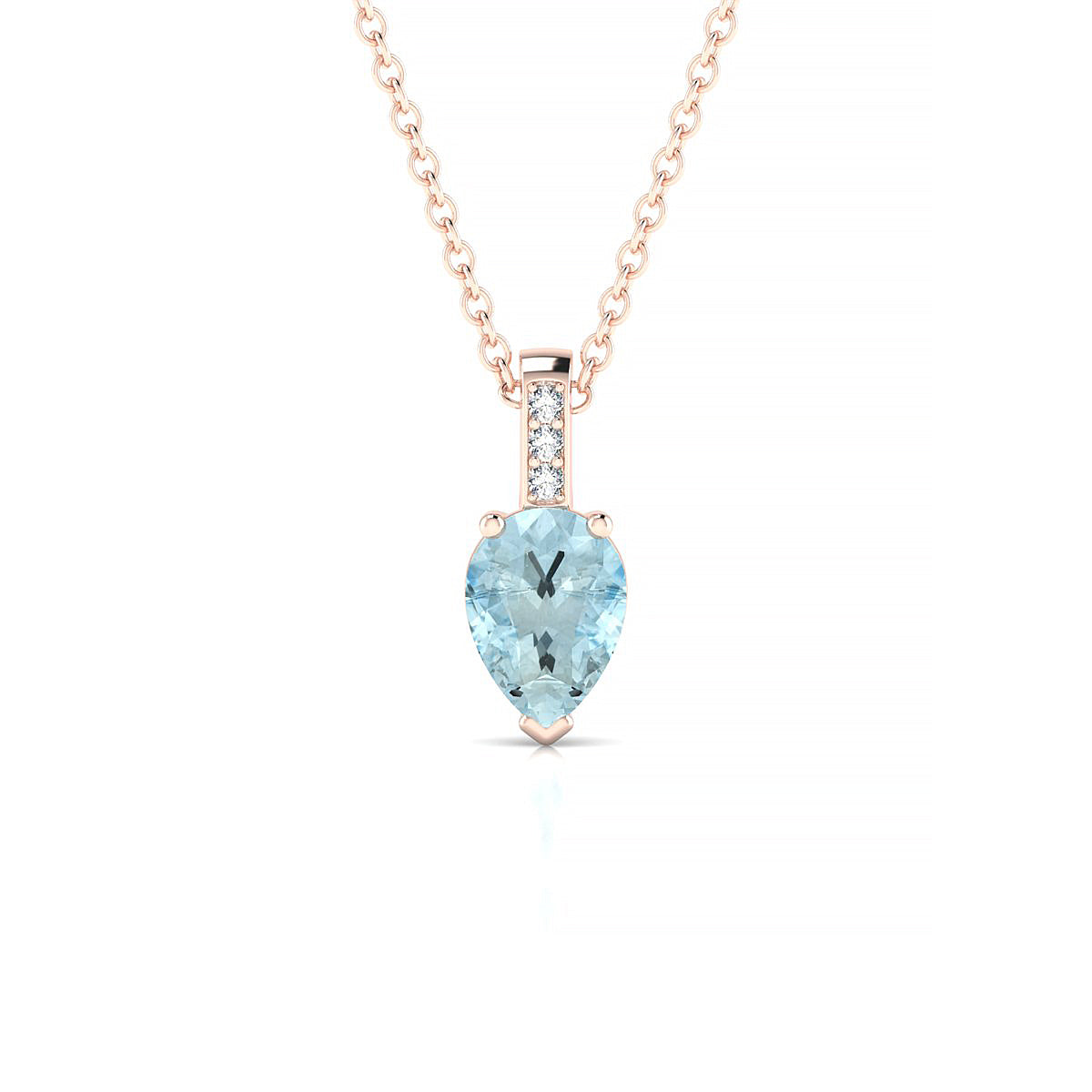 Exquisite | 18k Rose Gold 7 x 5 mm Pear Aquamarine Pendant