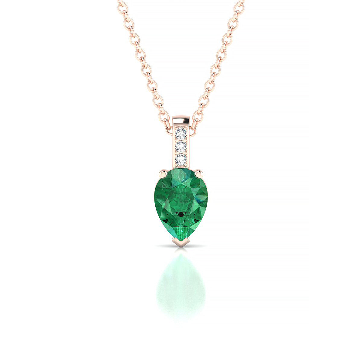 Exquisite | 18k Rose Gold 7 x 5 mm Pear Emerald Pendant