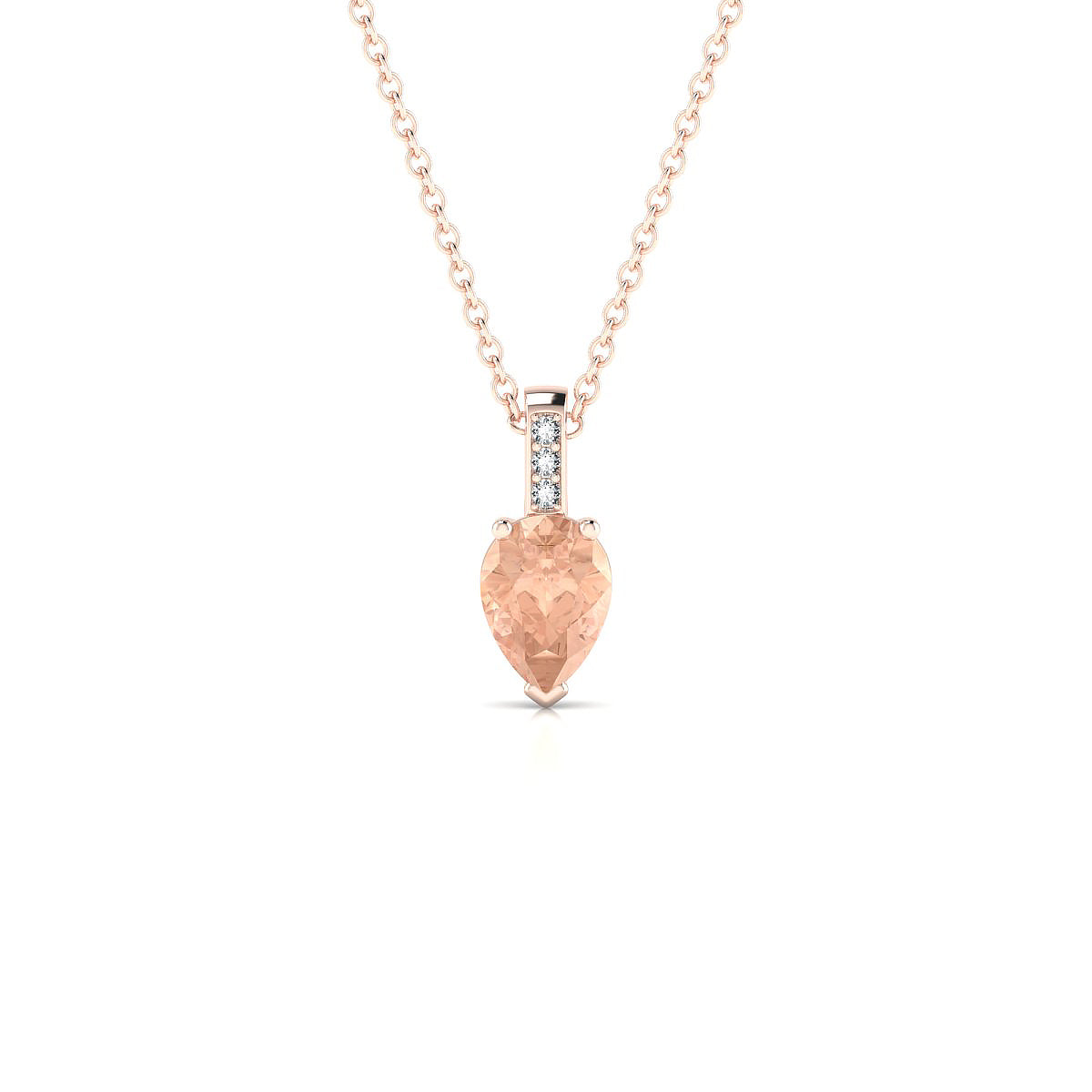Exquisite | 18k Rose Gold 7 x 5 mm Pear Morganite Pendant