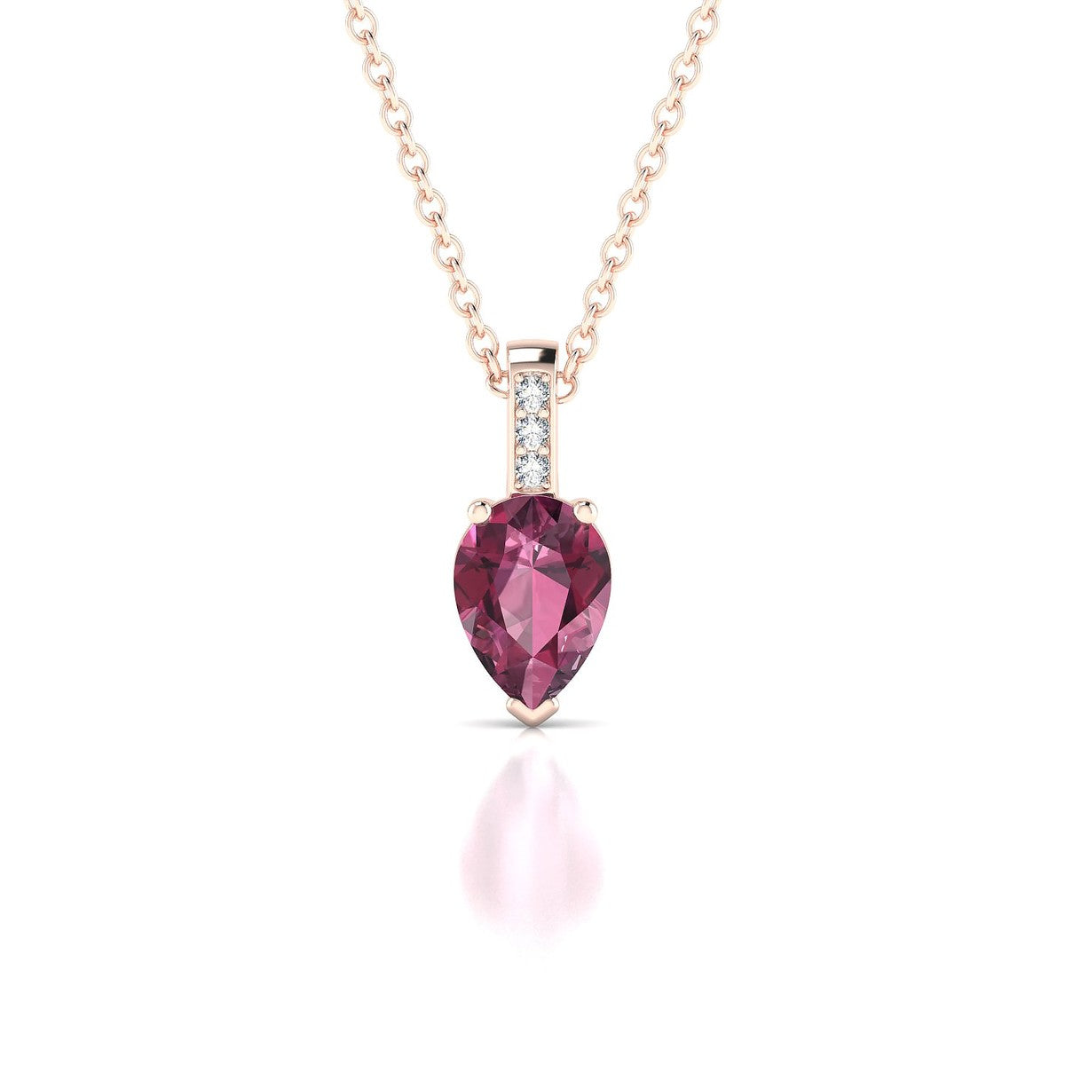 Exquisite | 18k Rose Gold 7 x 5 mm Pear Rhodolite Pendant