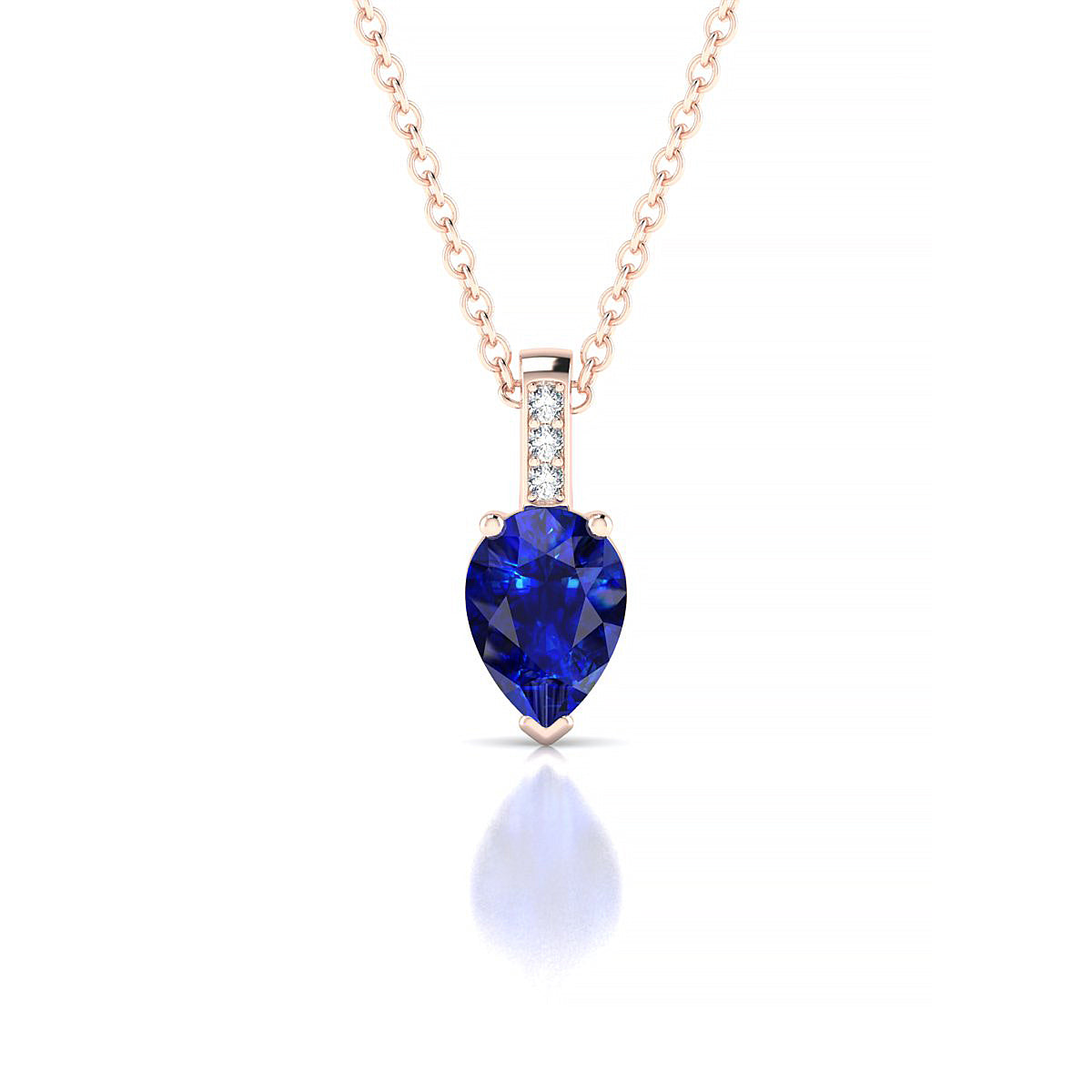 Exquisite | 18k Rose Gold 7 x 5 mm Pear Sapphire Pendant