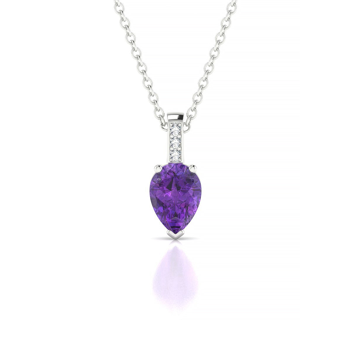 Exquisite | 18k White Gold 7 x 5 mm Pear Amethyst Pendant