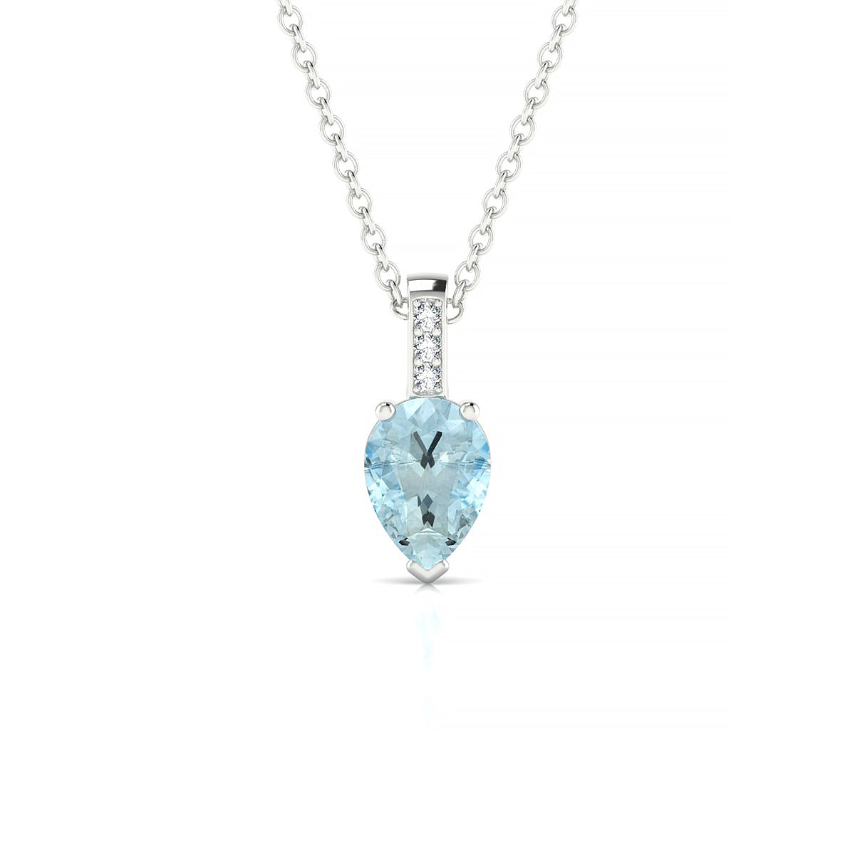 Exquisite | 18k White Gold 7 x 5 mm Pear Aquamarine Pendant