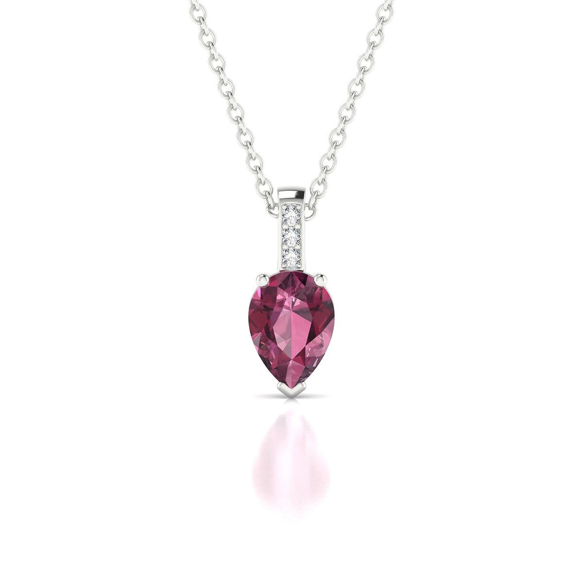 Exquisite | 18k White Gold 7 x 5 mm Pear Rhodolite Pendant