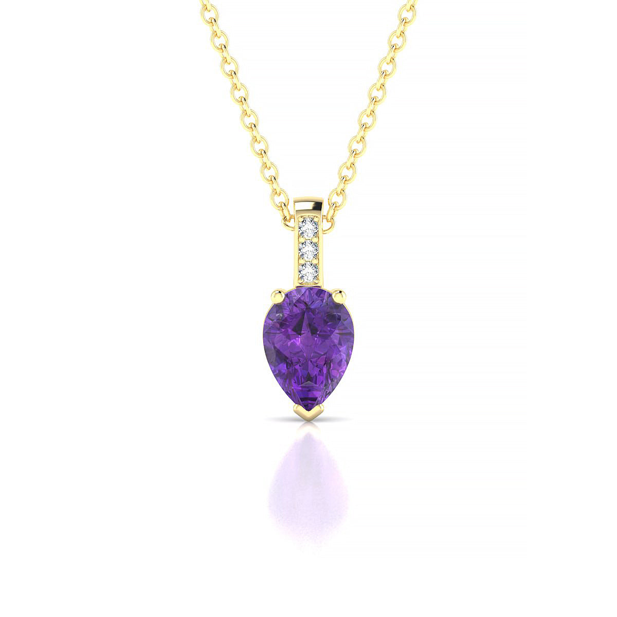 Exquisite | 18k Yellow Gold 7 x 5 mm Pear Amethyst Pendant