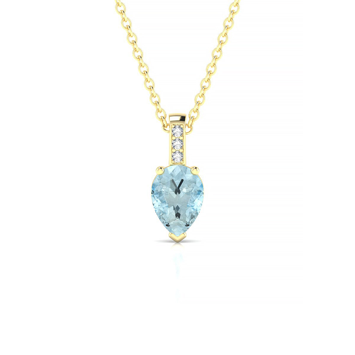 Exquisite | 18k Yellow Gold 7 x 5 mm Pear Aquamarine Pendant