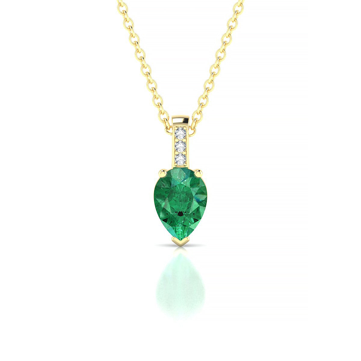 Exquisite | 18k Yellow Gold 7 x 5 mm Pear Emerald Pendant