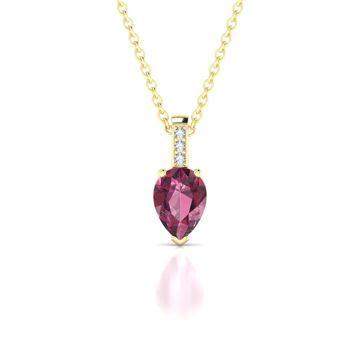 Exquisite | 18k Yellow Gold 7 x 5 mm Pear Rhodolite Pendant