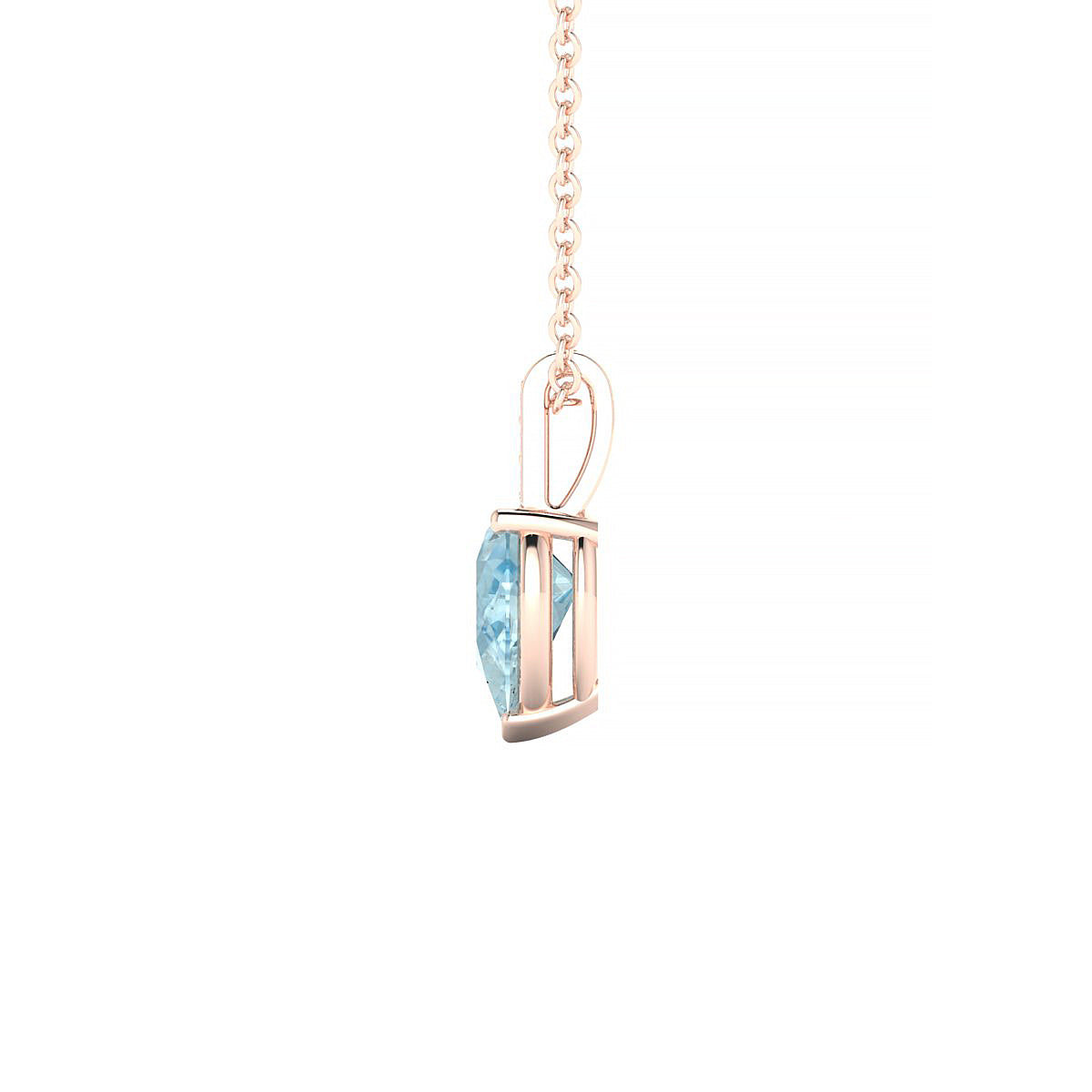 Exquisite | 18k Rose Gold 7 x 5 mm Pear Aquamarine Pendant