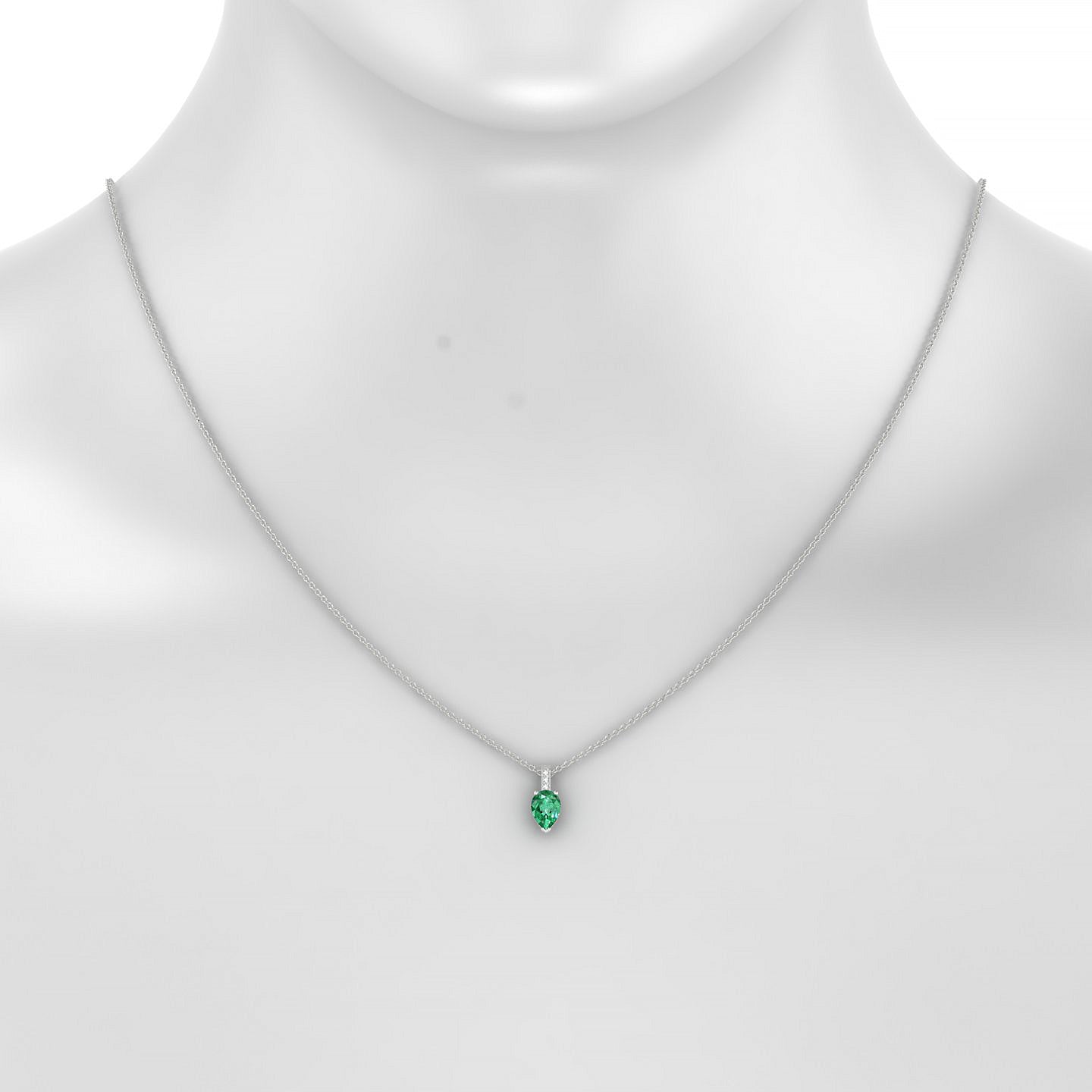 Exquisite | 18k White Gold 7 x 5 mm Pear Emerald Pendant