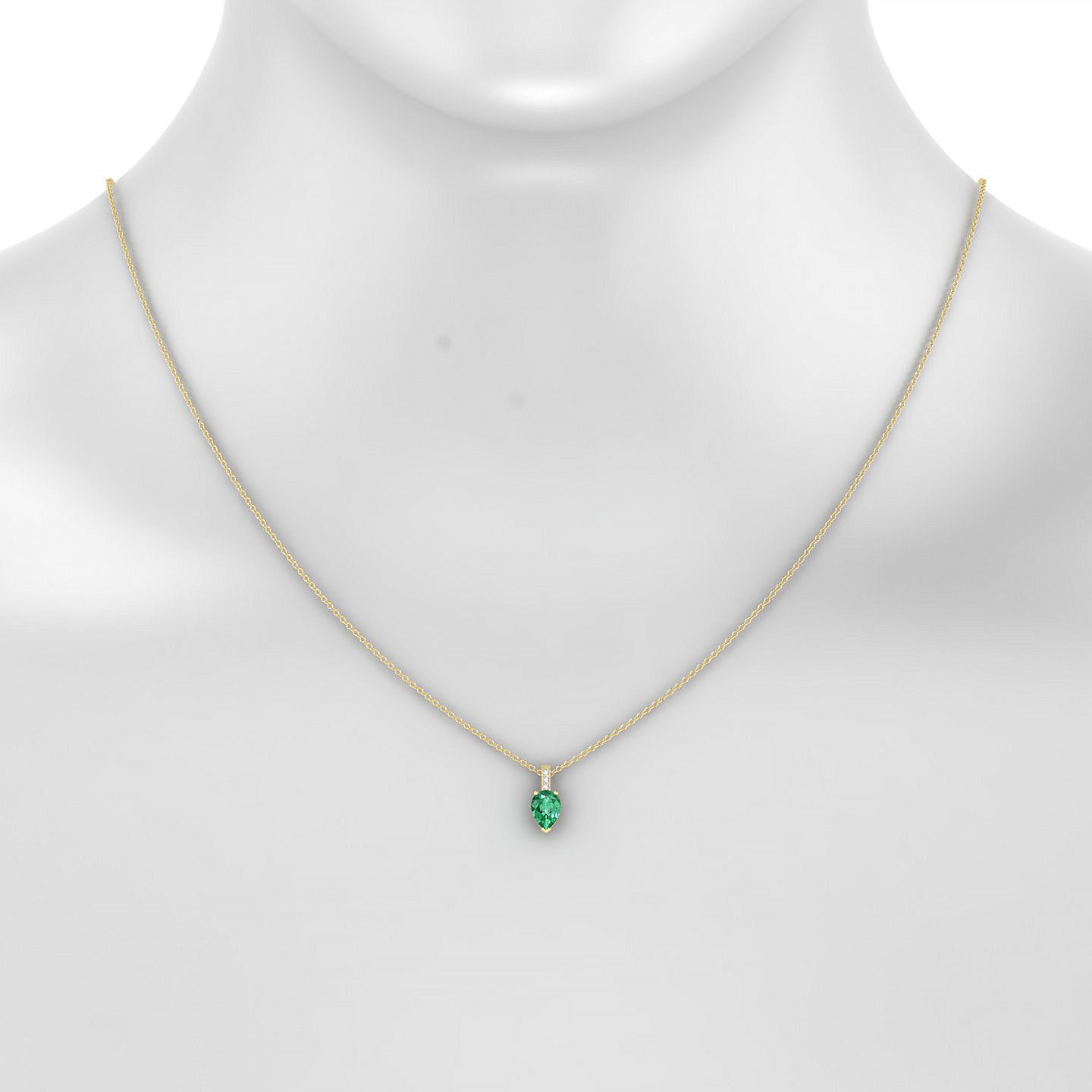 Exquisite | 18k Yellow Gold 7 x 5 mm Pear Emerald Pendant