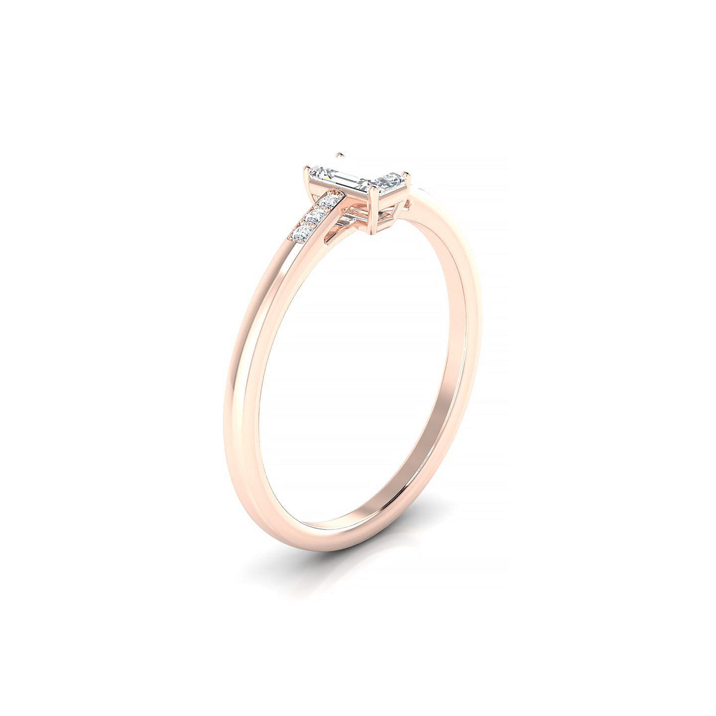 Exquisite | 18k Rose Gold 5 x 3 mm Emerald Diamond Ring