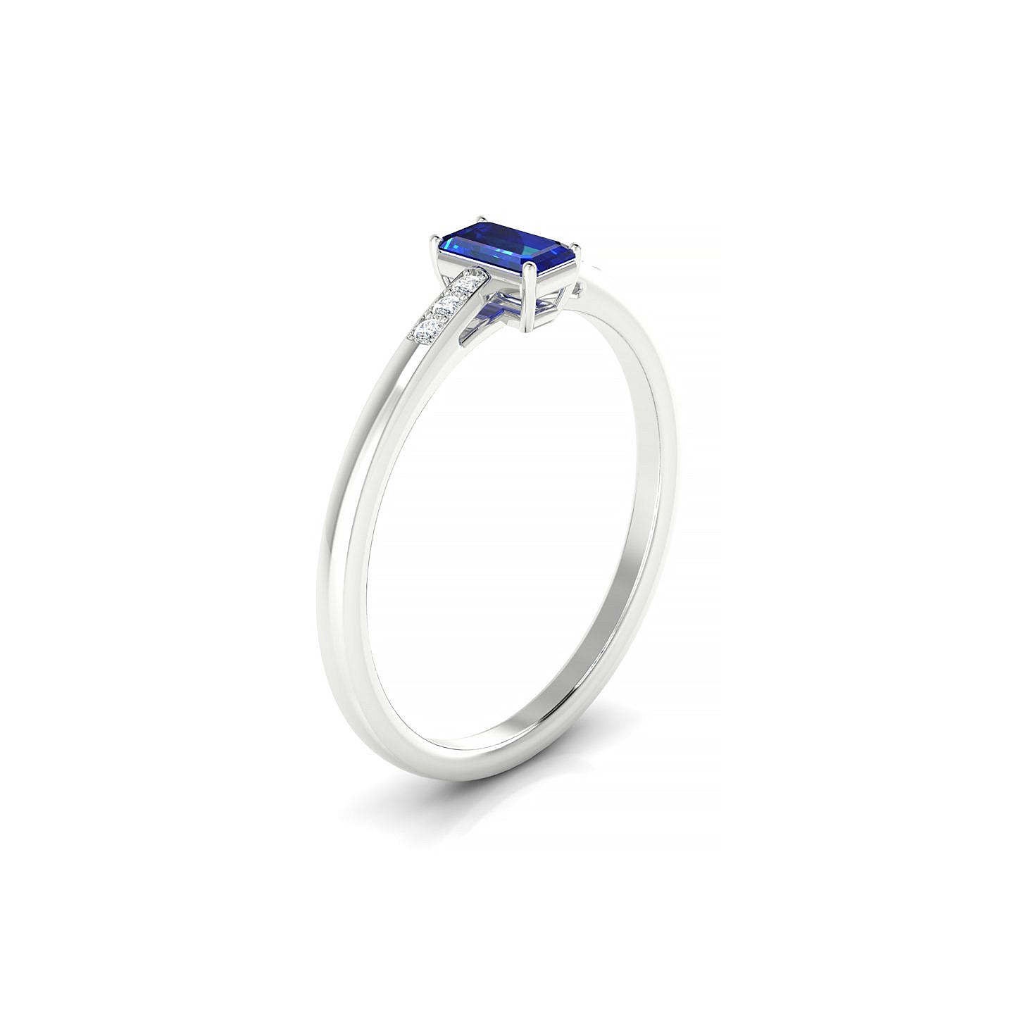 Exquisite | 18k White Gold 5 x 3 mm Emerald Sapphire Ring