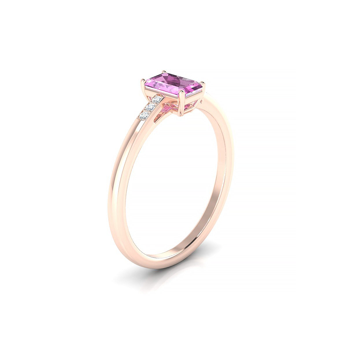 Exquisite | 18k Rose Gold 6 x 4 mm Emerald Pink Sapphire Ring