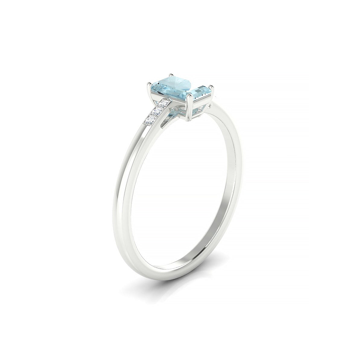 Exquisite | 18k White Gold 6 x 4 mm Emerald Aquamarine Ring